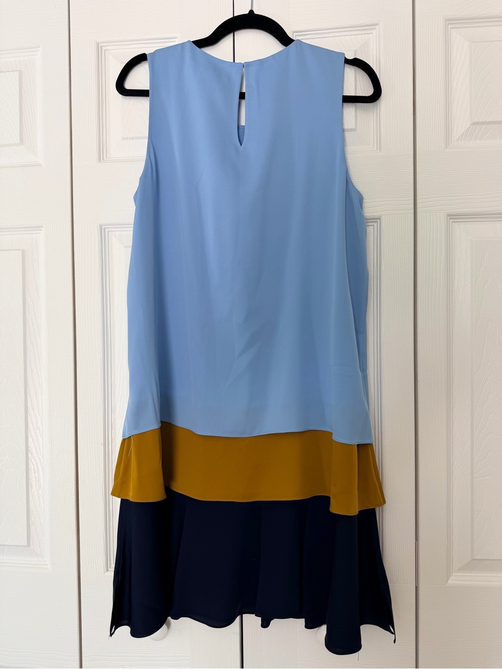 NWT Diane von Furstenberg Silk Light Blue Layered Sleeveless Dress Size L - Picture 5 of 10
